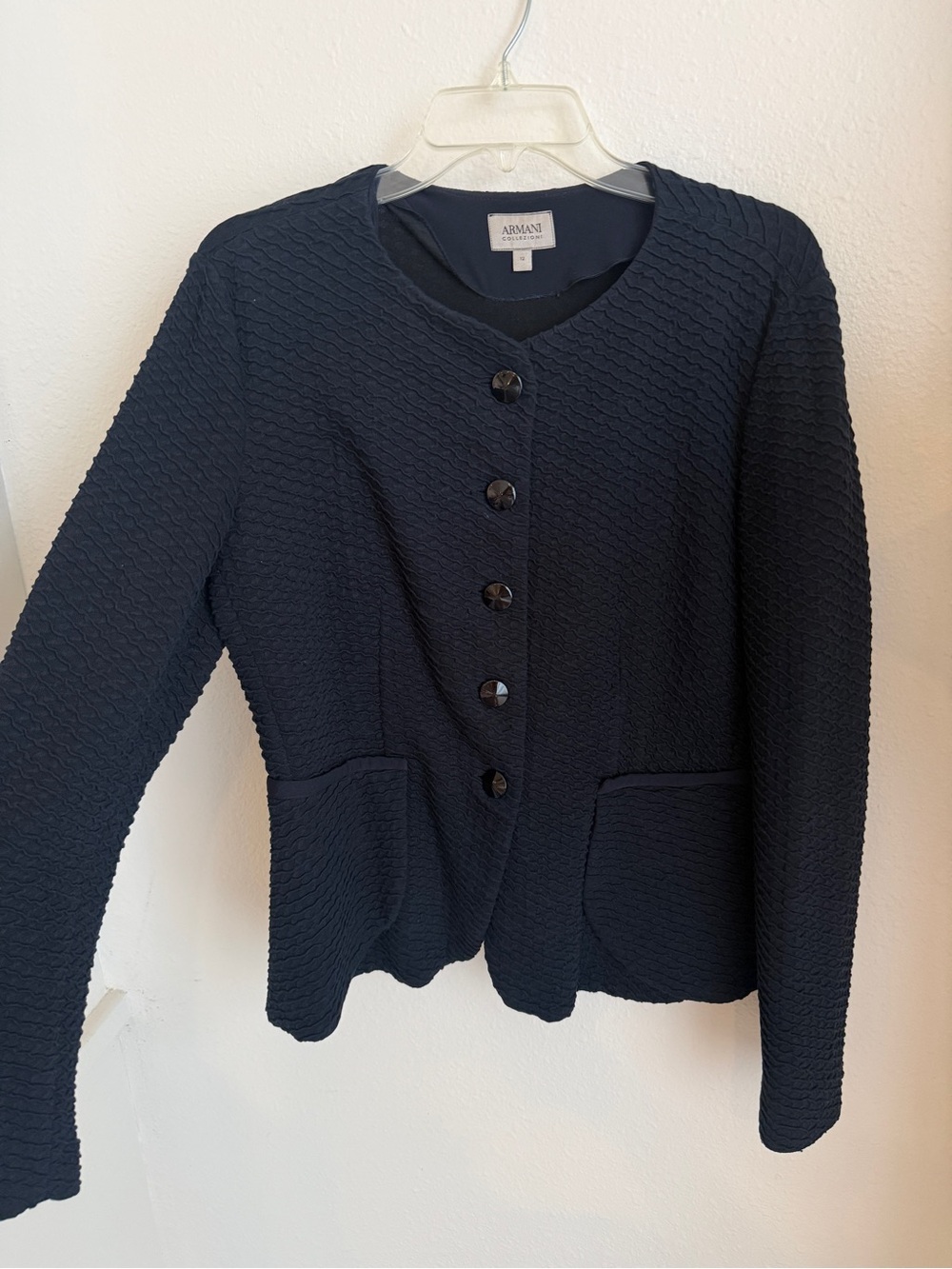 Emporio Armani Navy Textured Button Cardigan